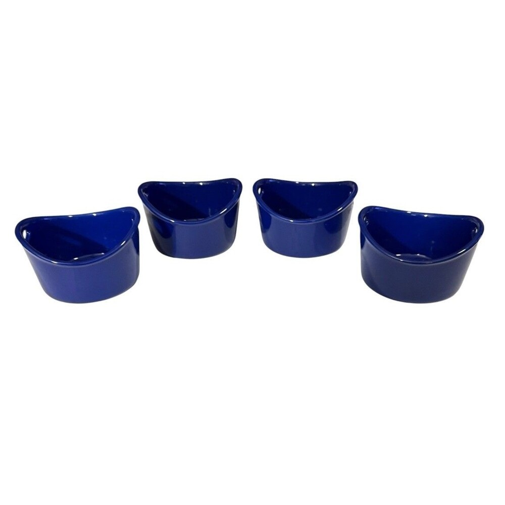 Rachael Ray 10 oz Cobalt Blue Stoneware Ramekins Set of 4 Mini Bakers Oven Safe